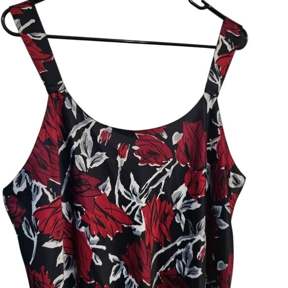 Cabernet Red and Black Long Sexy Silky Nightgown Lingerie, XL - Picture 3 of 5